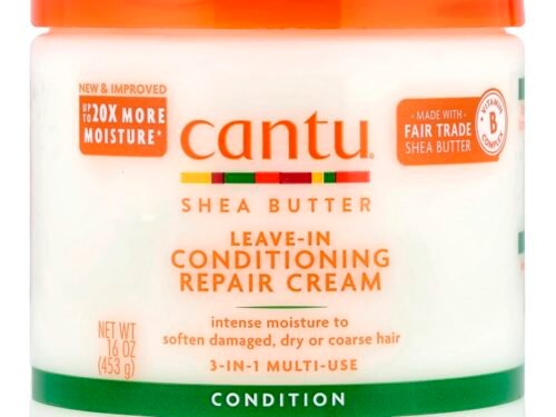 Cantu Leave-In Conditioning Repair Cream بزبدة الشيا لترطيب وتنعيم الشعر وتقليل الهيشان، مناسب للشعر الكيرلي والمموج والجاف.
